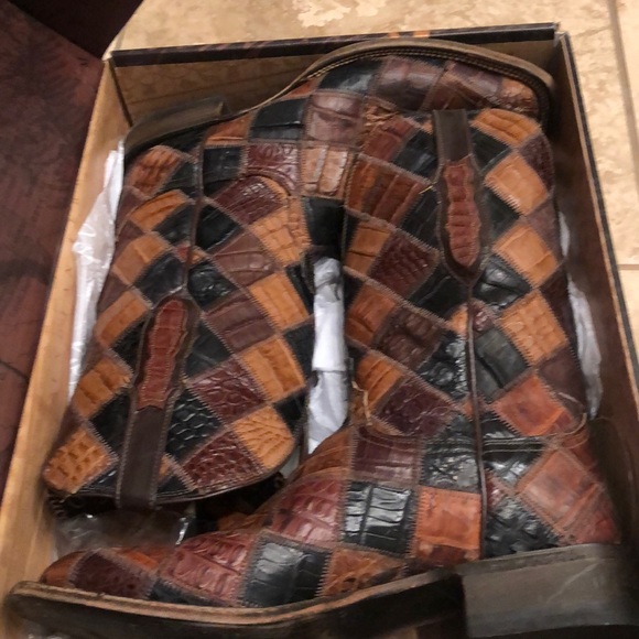Mens Lucchese Patchwork Boots 